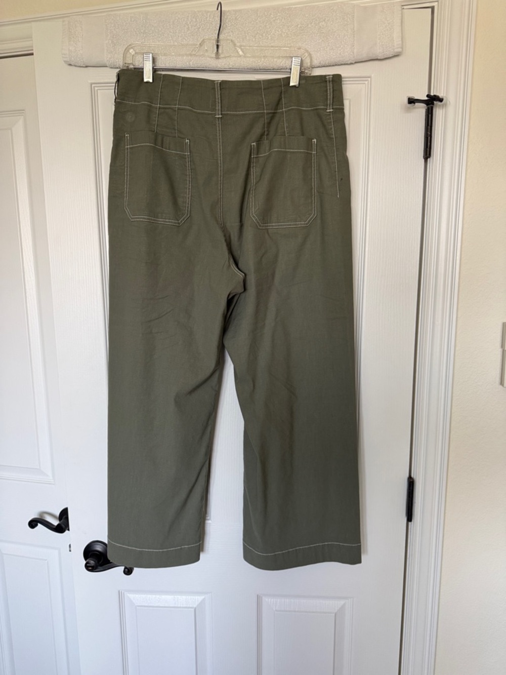 Anthropologie Maeve Colette Crop Pants Olive Green size 32/14 High RiseWide Leg - Picture 3 of 5